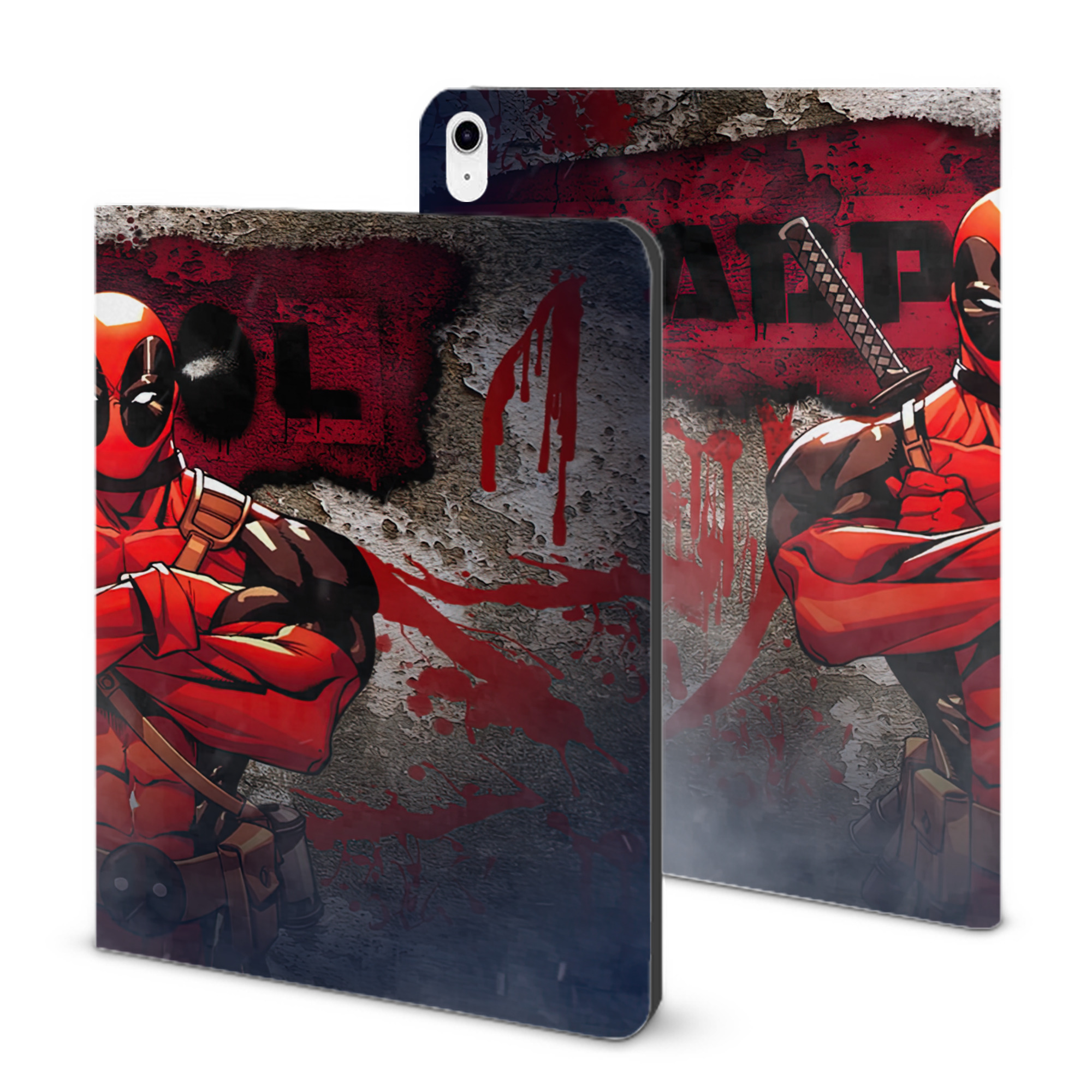 （画像用） Deadpool デッドプール IPad ケース ブック型 PUレザー TPU 耐衝撃 軽量 薄型 ペン収納なし 全面保護 IPad 各モデル対応